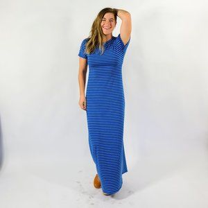 LuLaRoe Maria Dress - Blue and Gray Stripes
